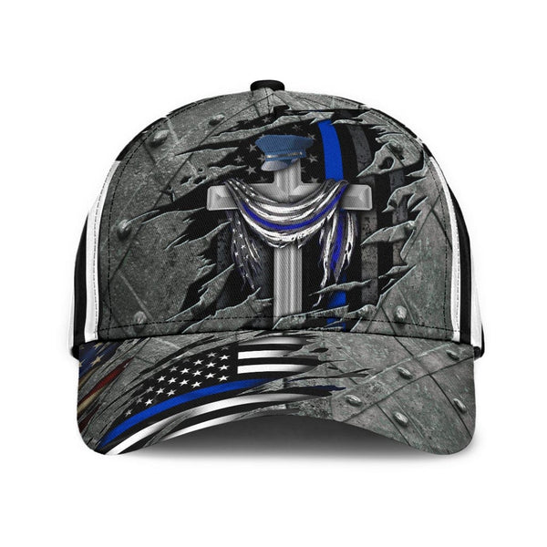 Treasure Gurus Thin Blue Line Baseball Cap Police Officer Lives Matter US  American Flag Hat at  Men's Clothing store