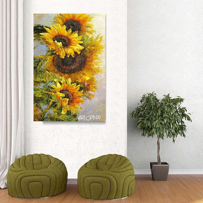 BigProStore Vintage Sunflower Canvass Wild Sunflower Inspired Living Room Canvas / 32" x 48" Canvas