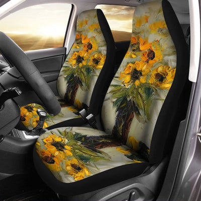 BigProStore Sunflower Seat Covers Wild Sunflower Oil Painting Cute Seat Covers Universal Fit (Set of 2 Car Seat Covers Car Seat Cover