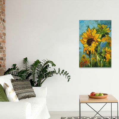 BigProStore Sunflower Illustration Art Canvas Yellow Sunset Flower Designs Canvas / 24" x 36" Canvas