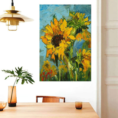 BigProStore Sunflower Illustration Art Canvas Yellow Sunset Flower Designs Canvas