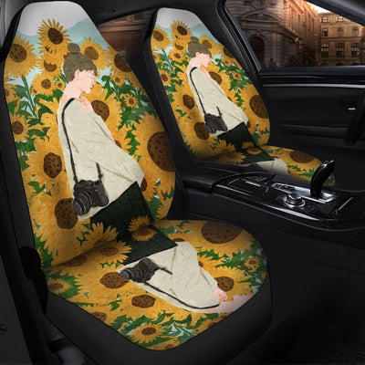 BigProStore Sunflower Seat Covers Yellow Watercolor Flower Luxury Car Seat Covers Universal Fit (Set of 2 Car Seat Covers Car Seat Cover